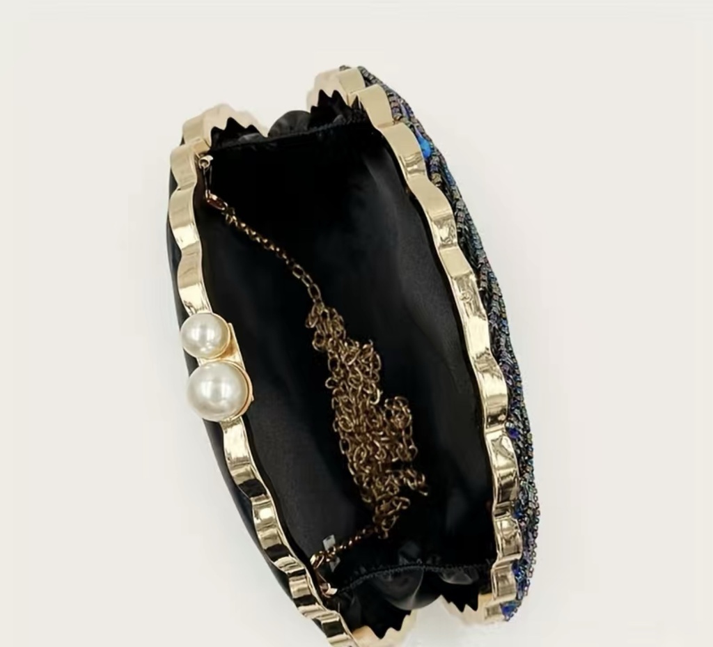Sequins Peacock Design Clutch