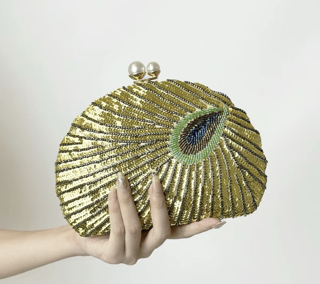 Sequins Peacock Design Clutch