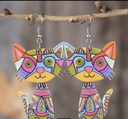 Multicolor Cat Acrylic Earrings