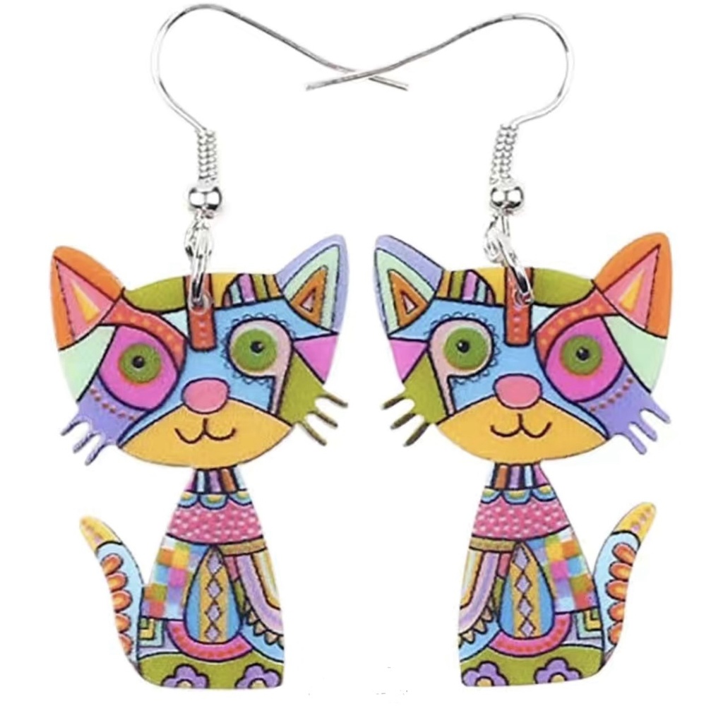 Multicolor Cat Acrylic Earrings