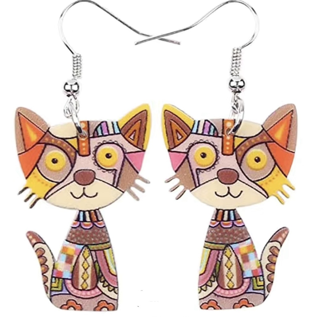 Multicolor Cat Acrylic Earrings