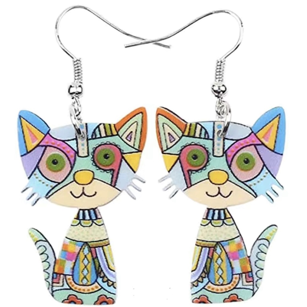 Multicolor Cat Acrylic Earrings