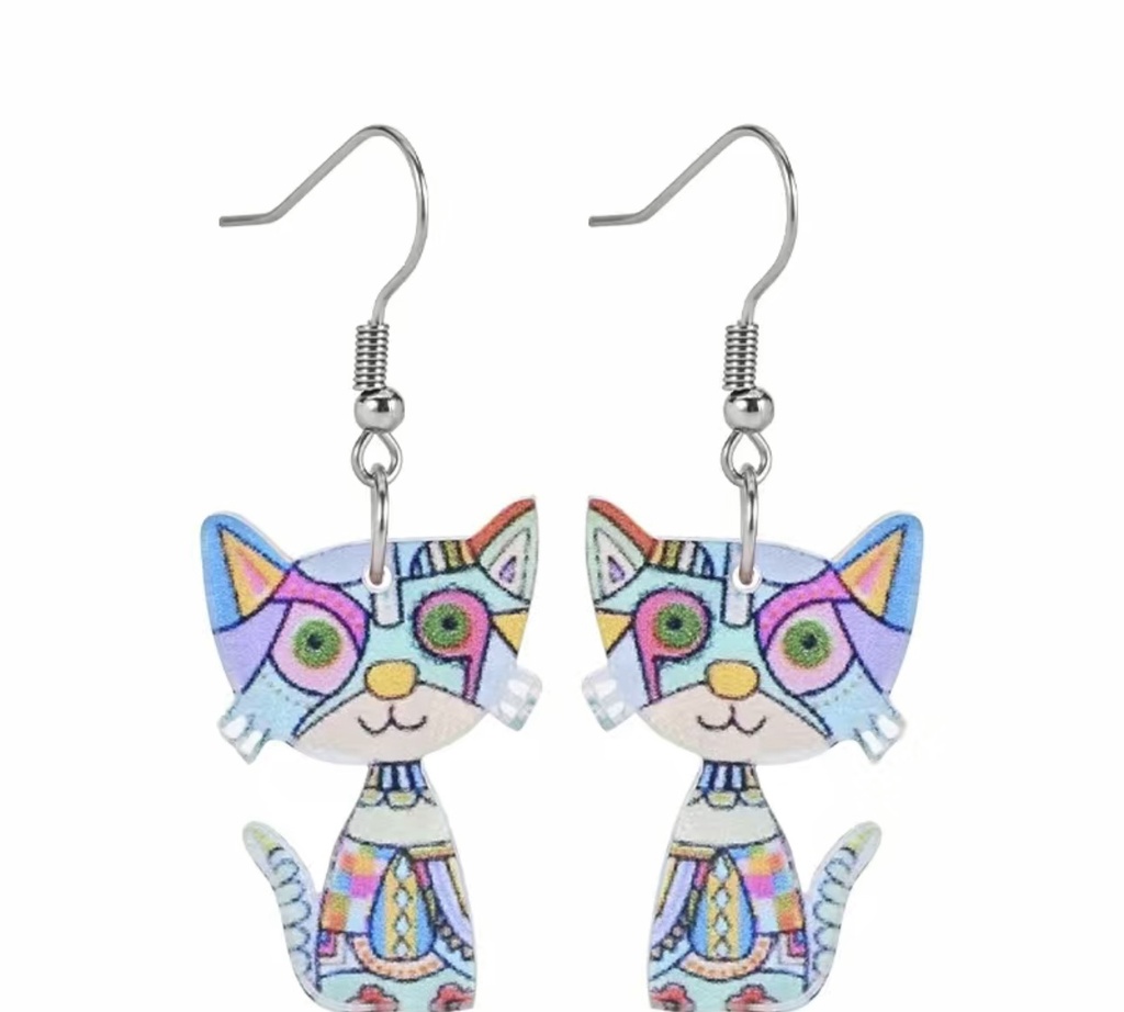 Multicolor Cat Acrylic Earrings