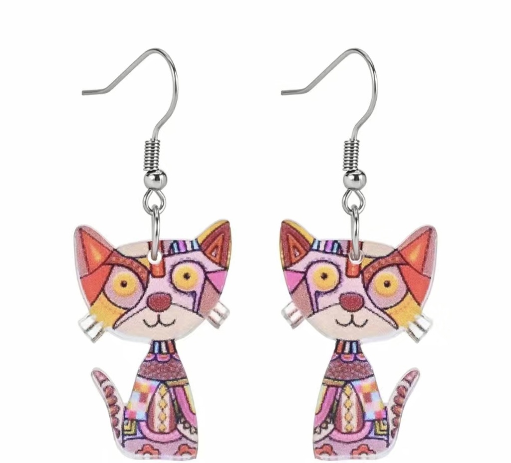 Multicolor Cat Acrylic Earrings