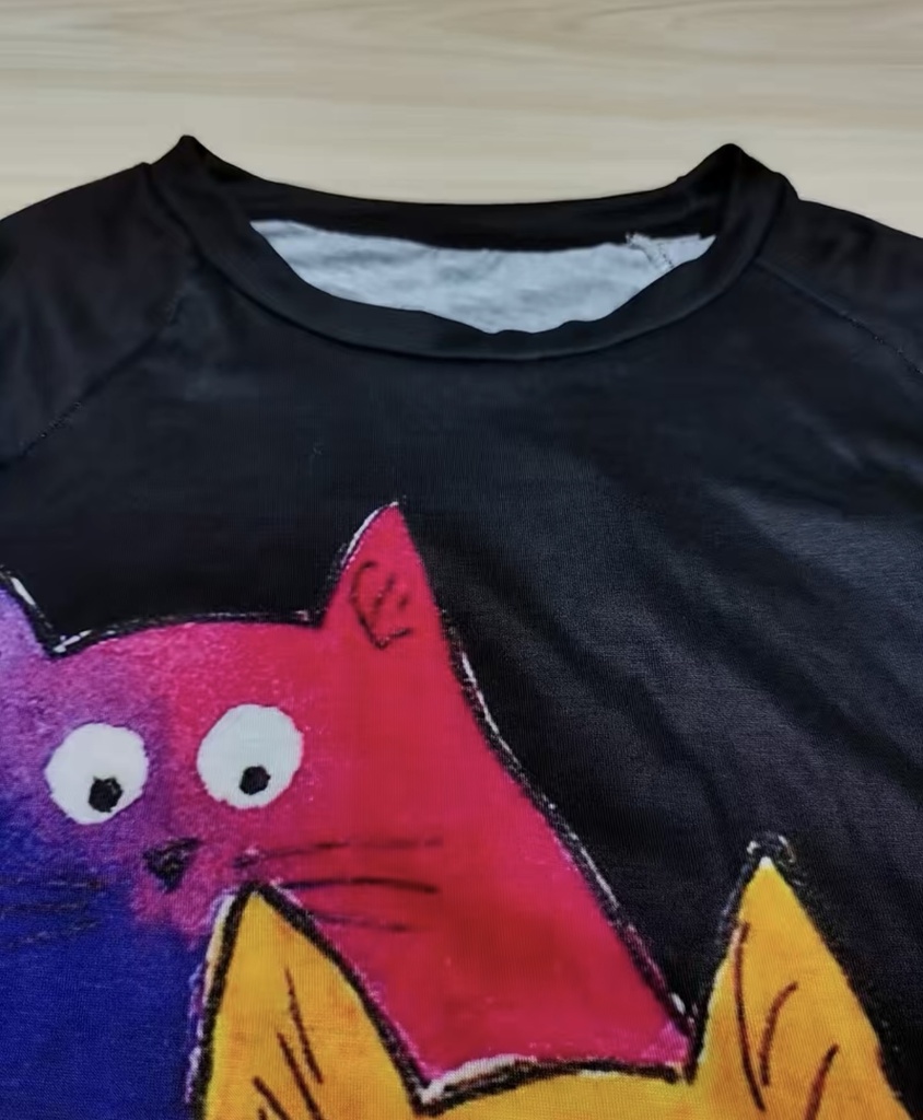 Colorful Cat Print Casual Shirt