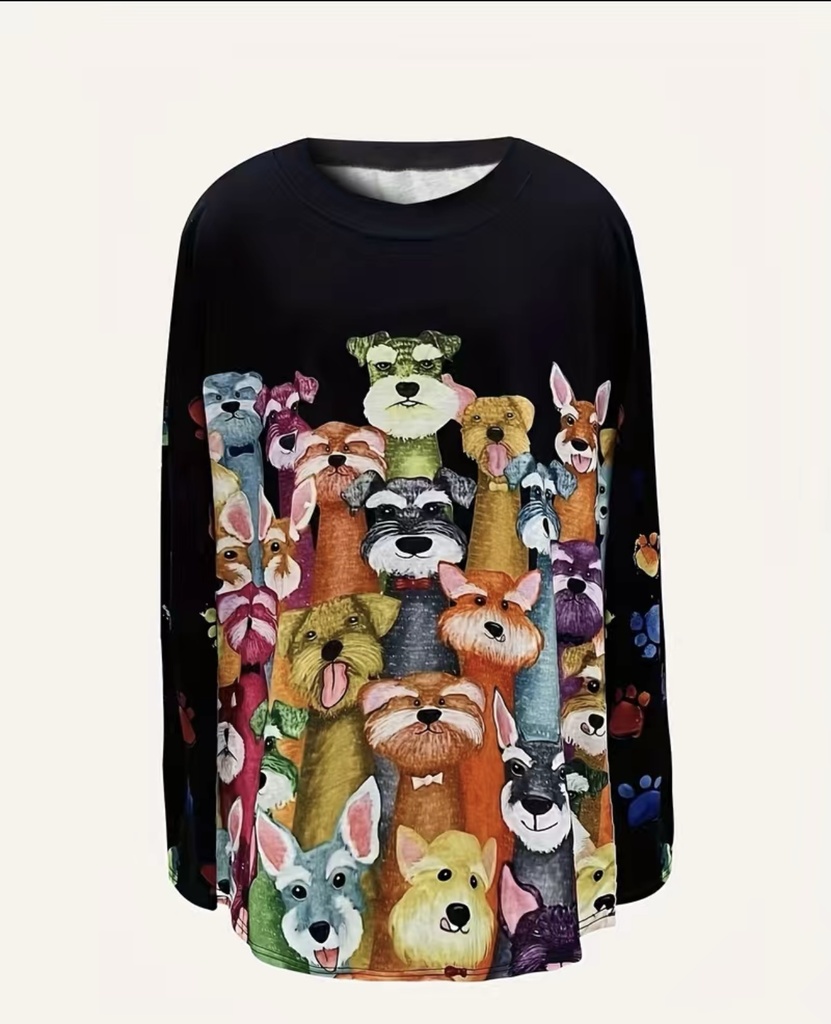 Colorful Plus Size Dogs Shirt