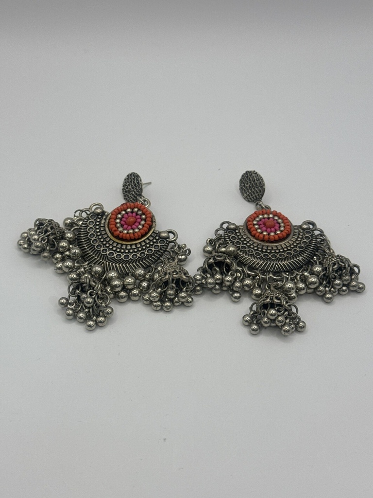 Chandelier Sliver with colored Beads Earrings