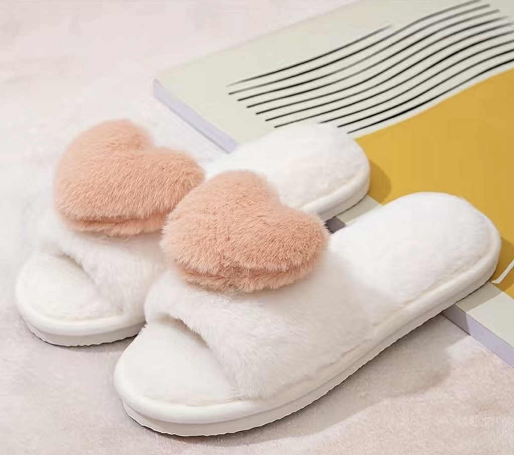 Heart Fuzzy House Slippers