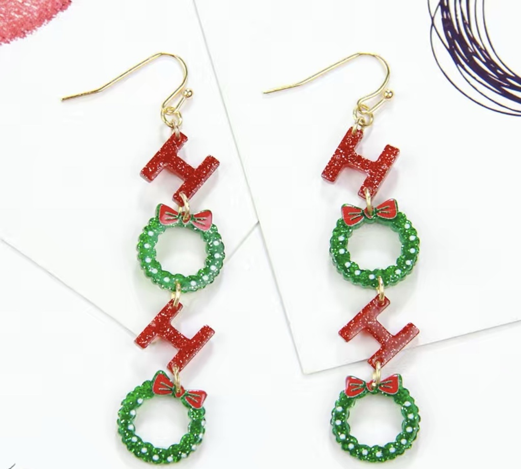 Ho Ho Glitter acrylic Earrings