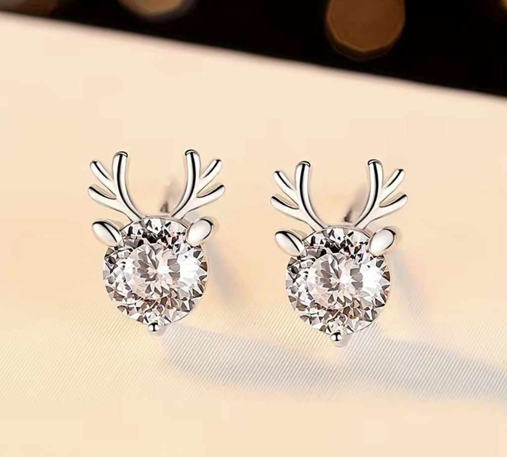 Rain Deer Sparkling Christmas Earrings