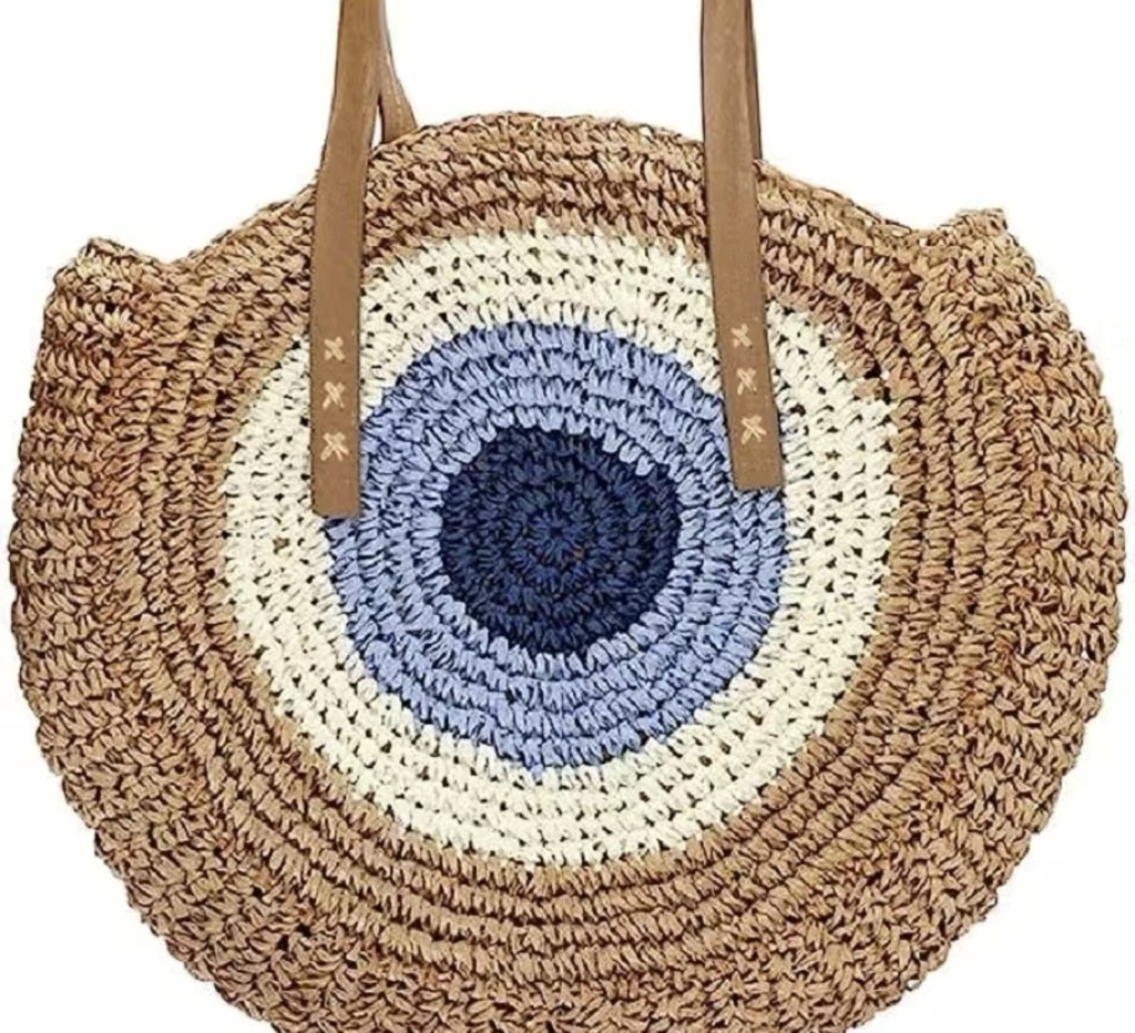 Round Straw Beach Bag