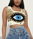 Eye Print Crop Tank Top