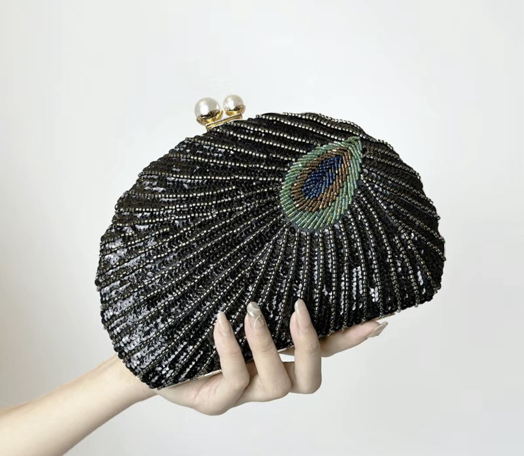 Sequins Peacock Design Clutch