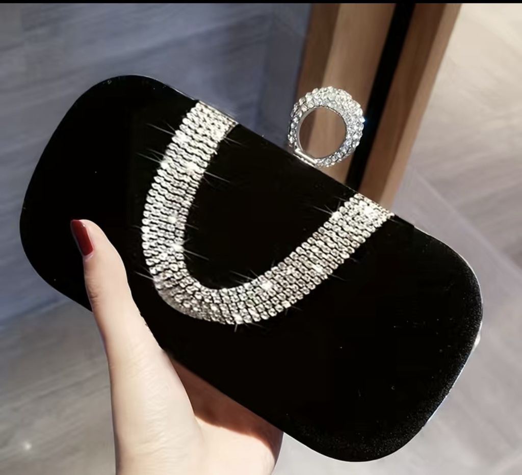 Mini Velvety Rhinestone Clutch