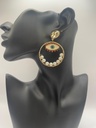 Evil Eye Pearl Circle Earrings