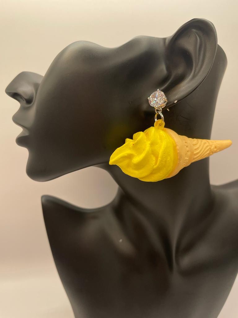 Yellow Ice Cream Cone Earrings