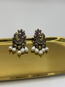 Purple stone & Pearls Peacock Earrings