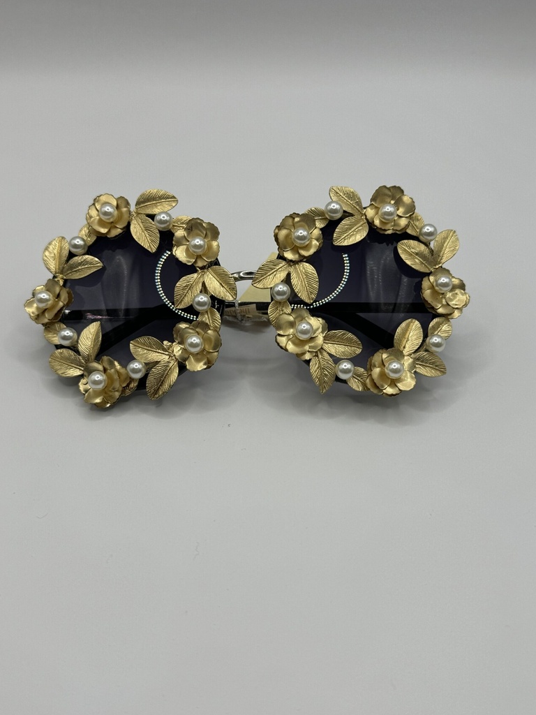 Golden Floral black frame sunglasses