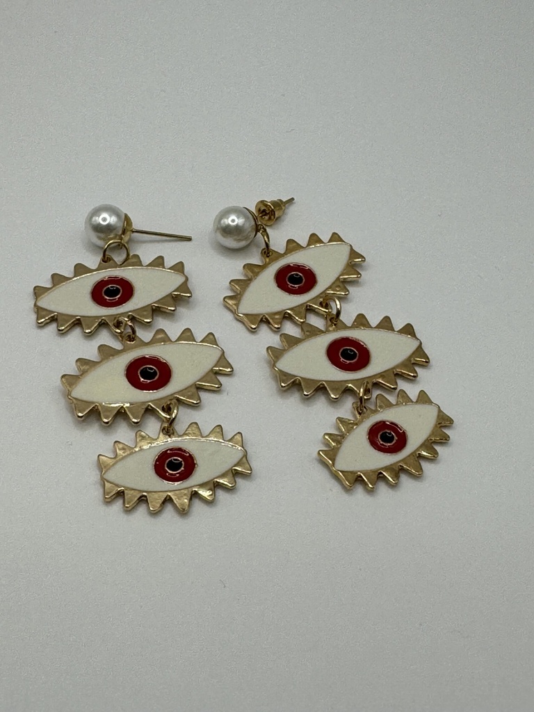 Three layers evil eye earrings