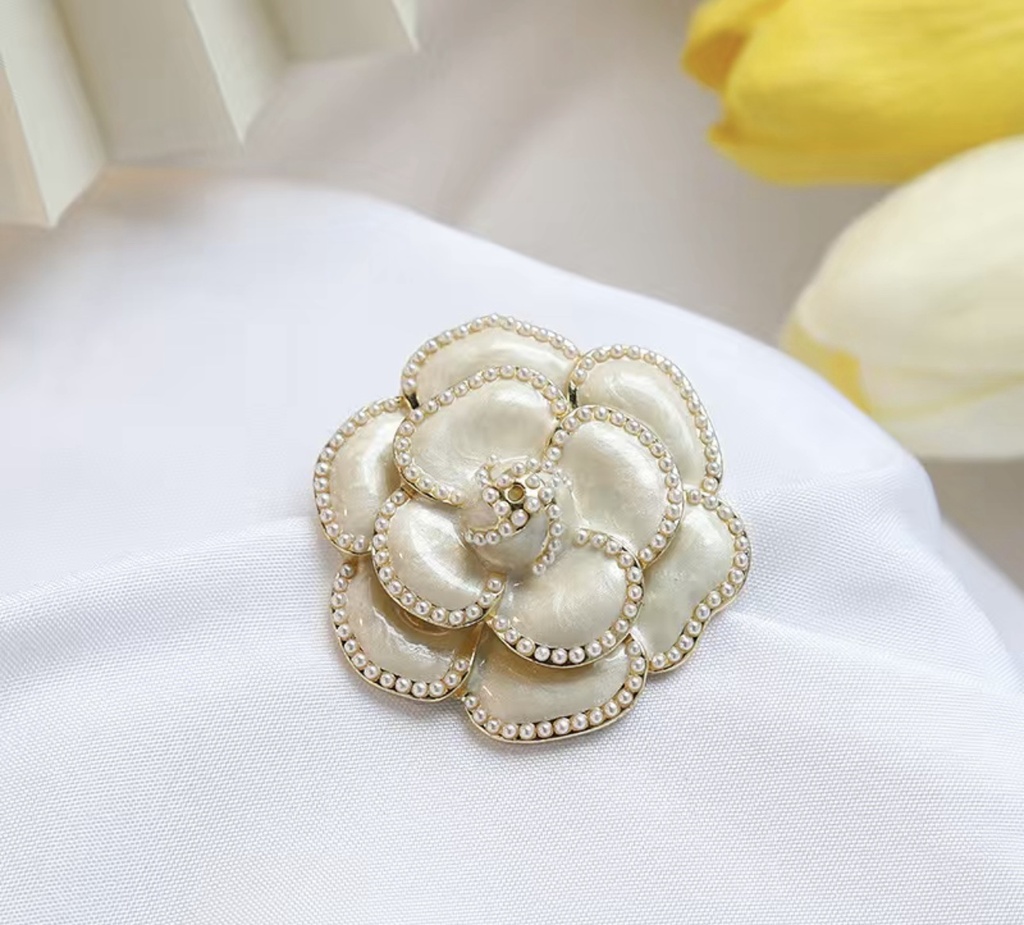 Pearl Camellia Flower Brooch