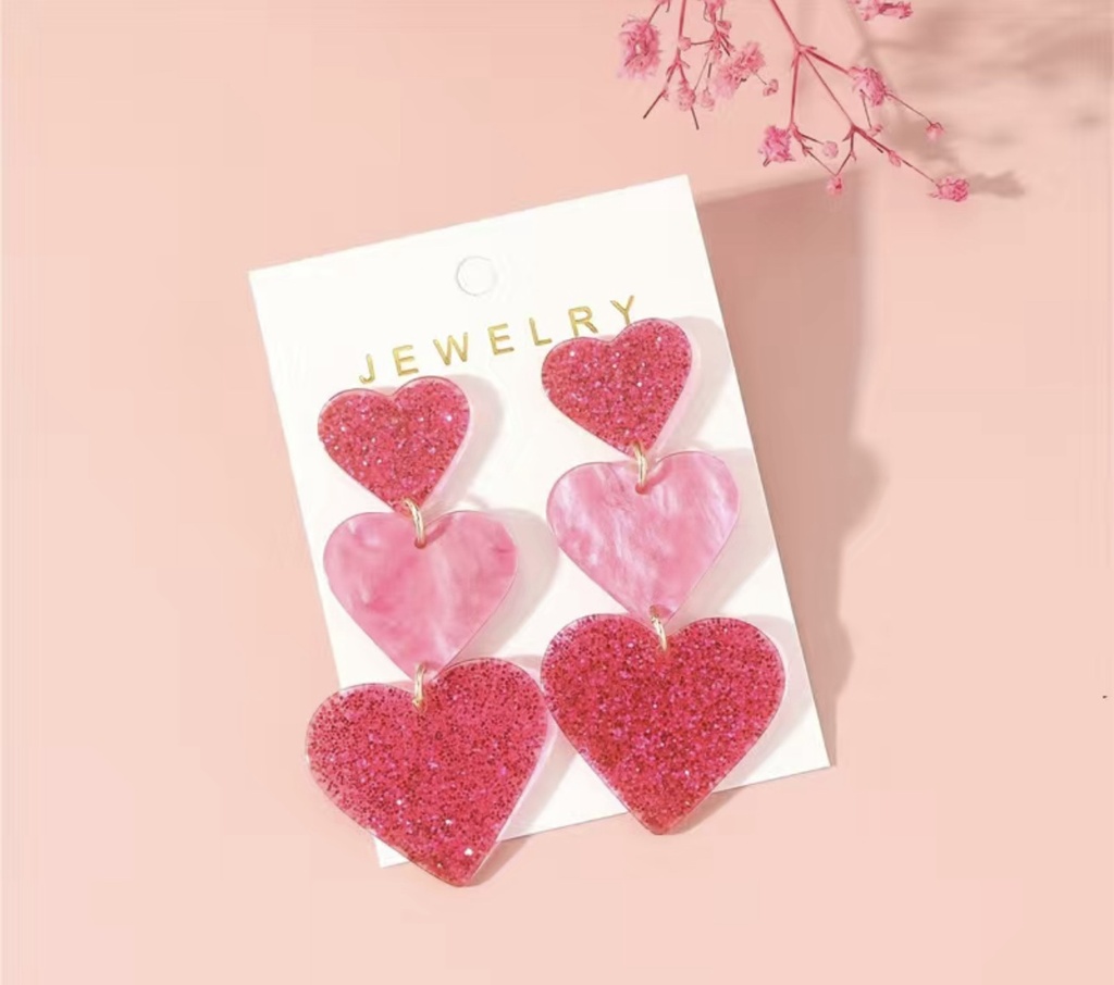 Heart Dangling Acrylic Earrings
