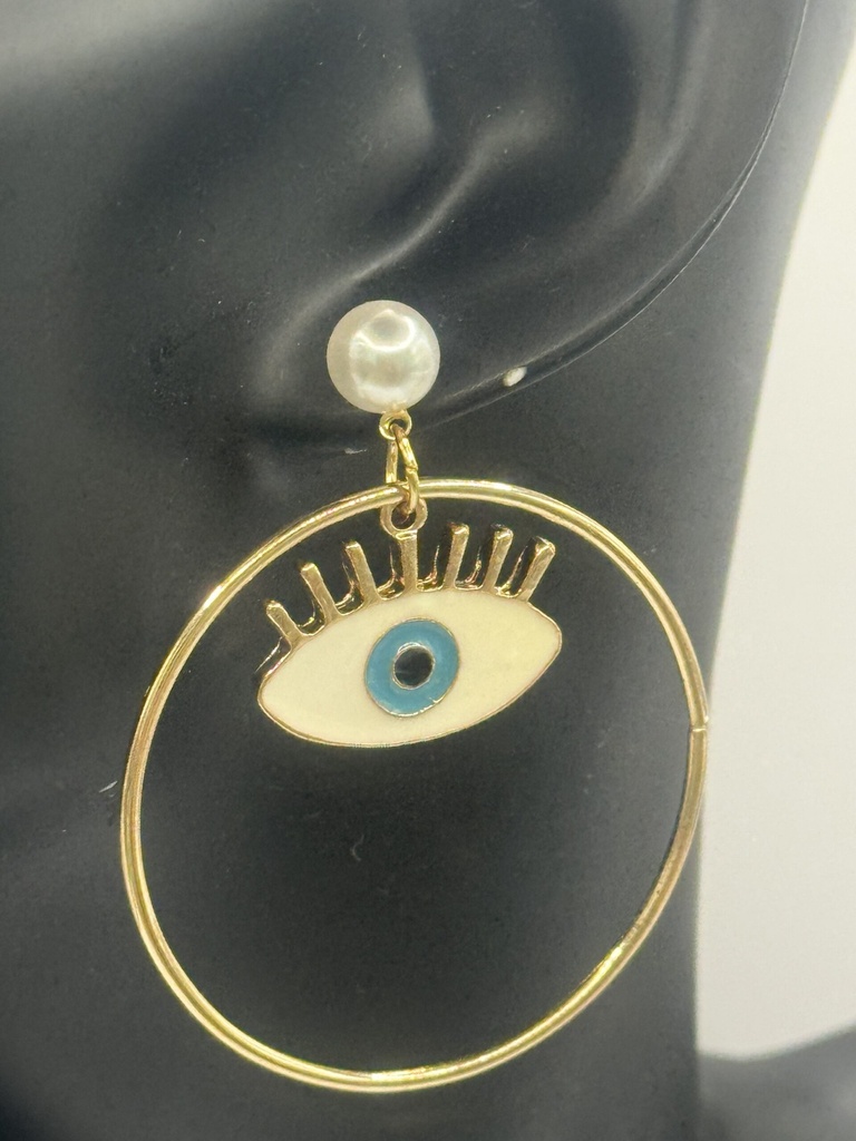 Evil eye loop earrings