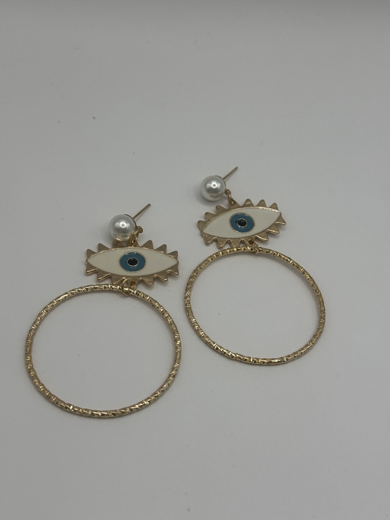 Twisted loop evil eye earrings