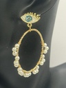 Pearls evil eye loop earrings