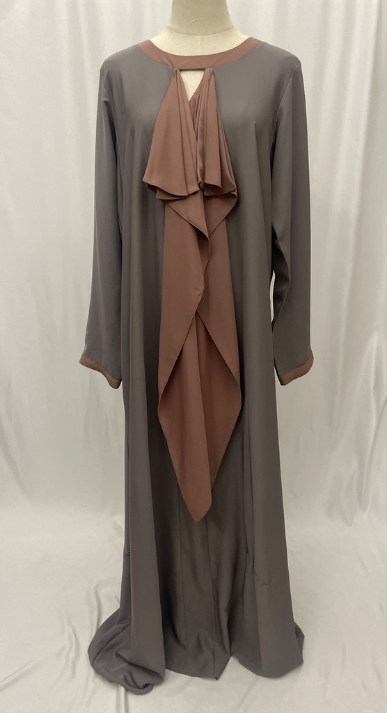 Closed two colors ruffles Abaya