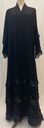 Sequins ruffles black Abaya