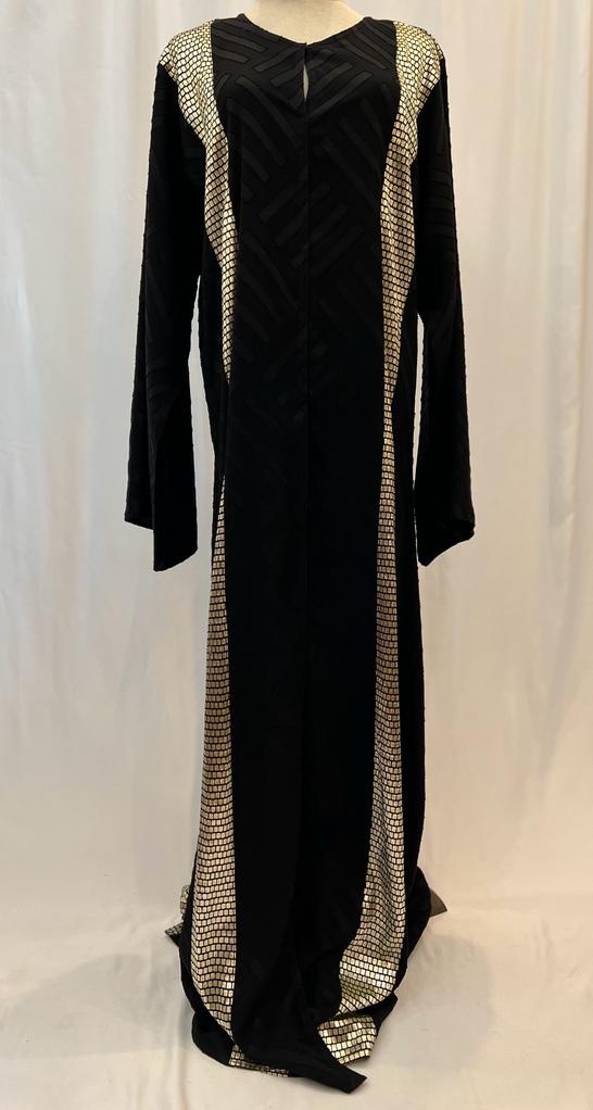Golden strips black Abaya