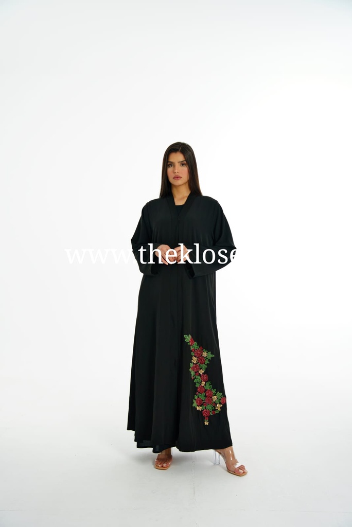 Beaded floral black Abaya