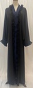 Navy Blue ruffles black Abaya