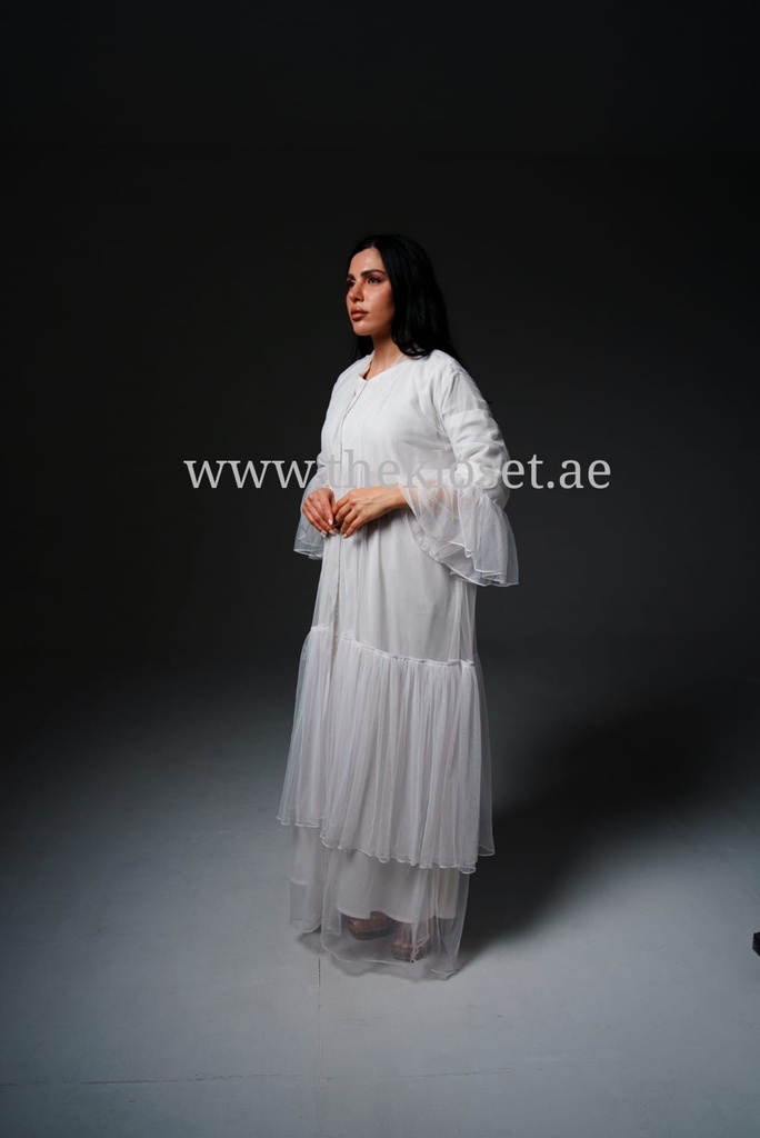 White sheer mesh Abaya