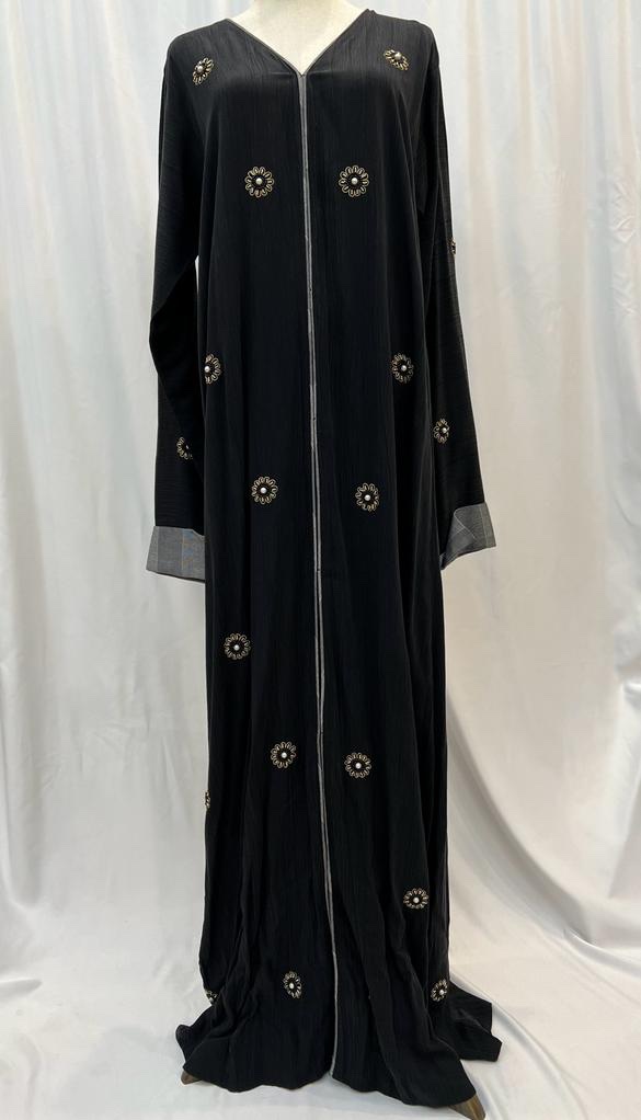 Golden flowers black abaya