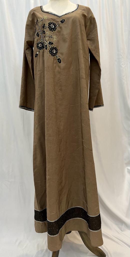 Leathery floral jalabia dress