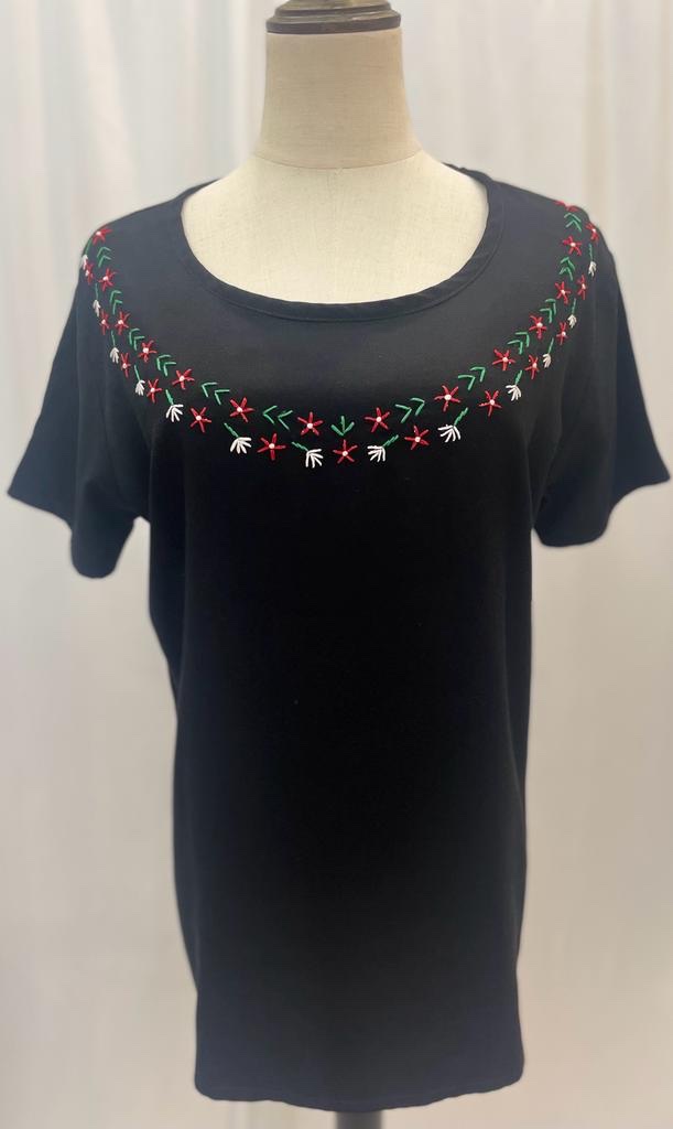 Handmade stitching flowers shirt