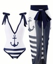 Hook & Striped Swimsuit Set