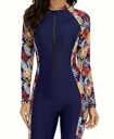 One-Piece Swimsuit Adorned with a Stylish Leaf Pattern