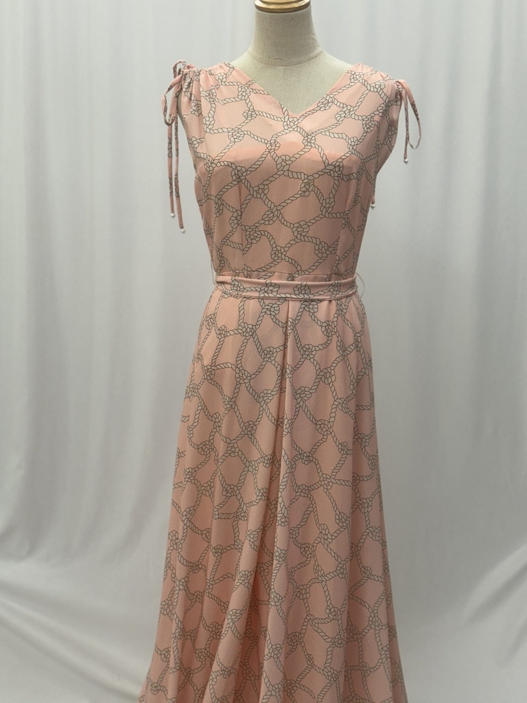 Pink knot knotted sleeveless dress