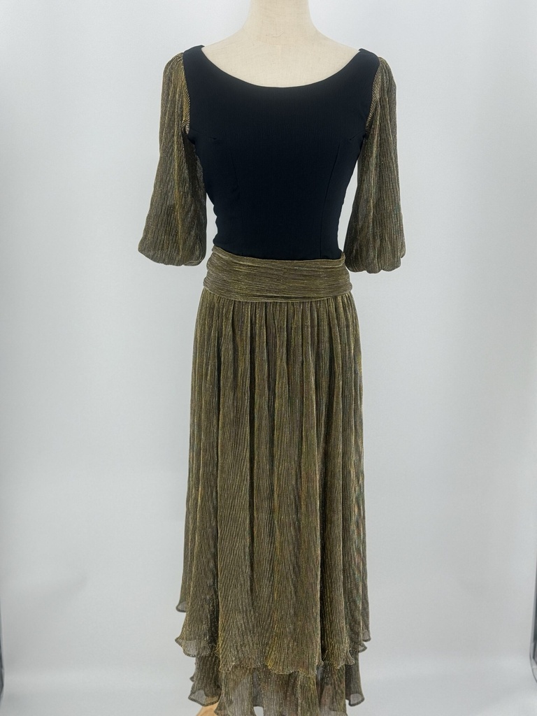 belted Golden black Dress