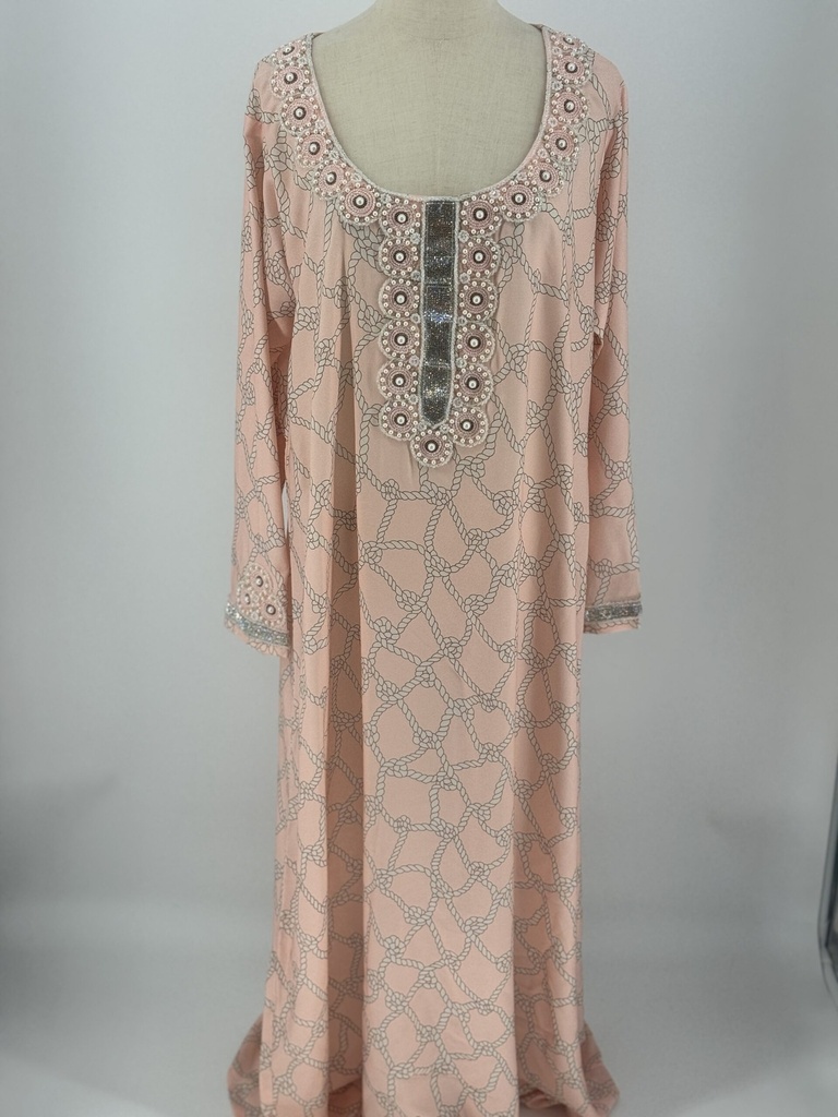 Pearls & beads Pink knot jalabia Dress