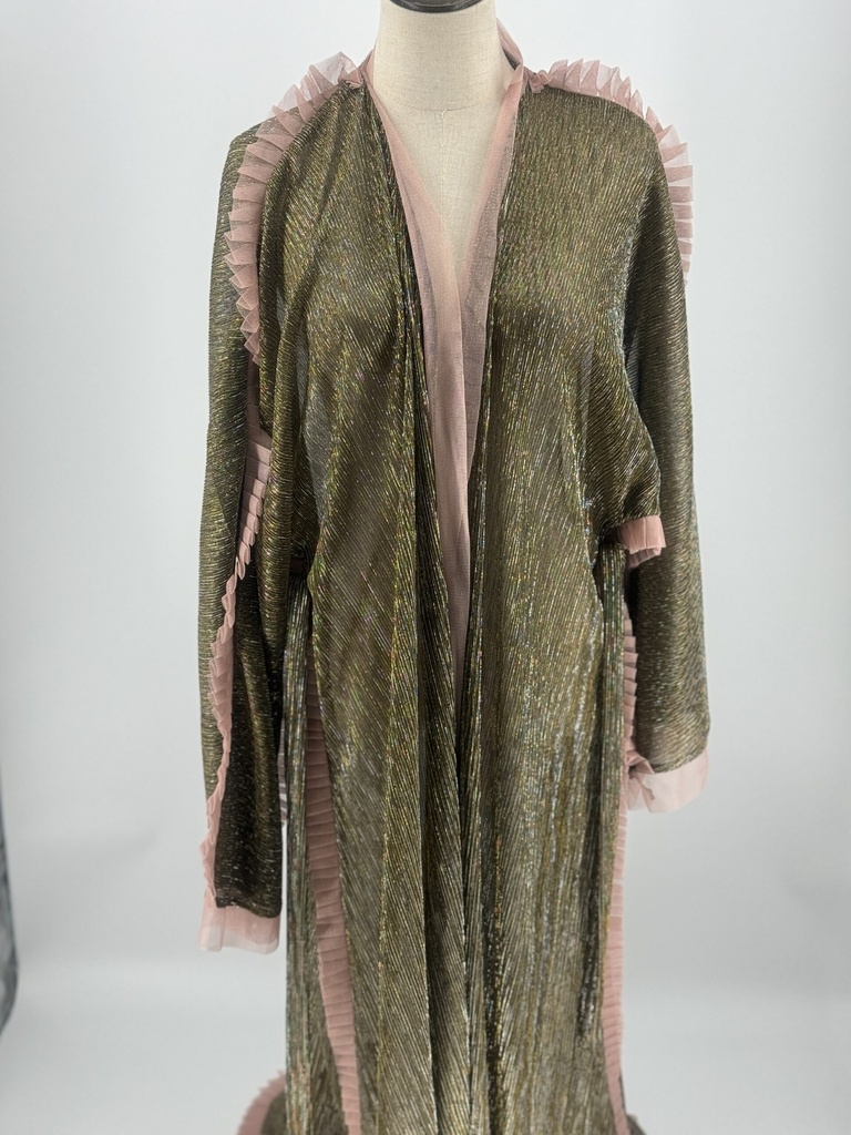 Golden & Pink Ruffles Sheer Abaya