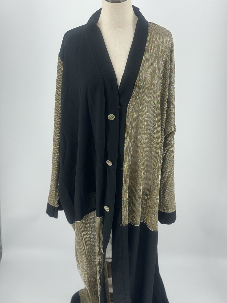Golden & black checked sheer Abaya