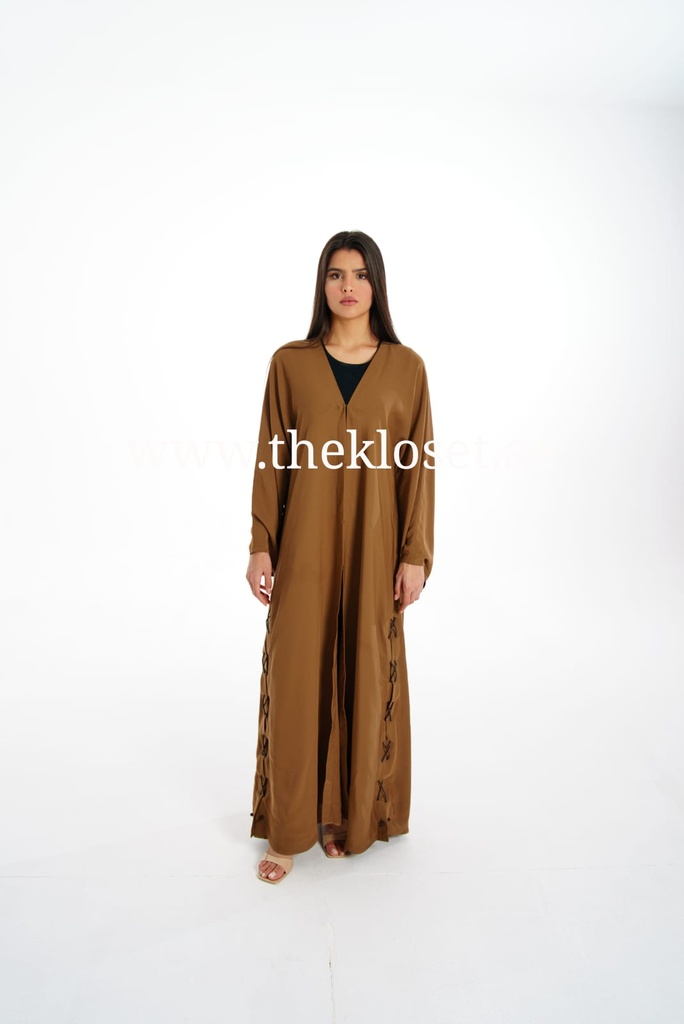 Leather lacing brown Abaya