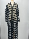 Black sheer striped mesh Abaya