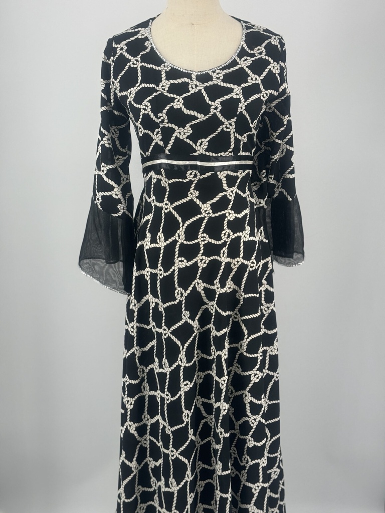 اللؤلؤ عقدة سوداء &amp; فستان الحجارة