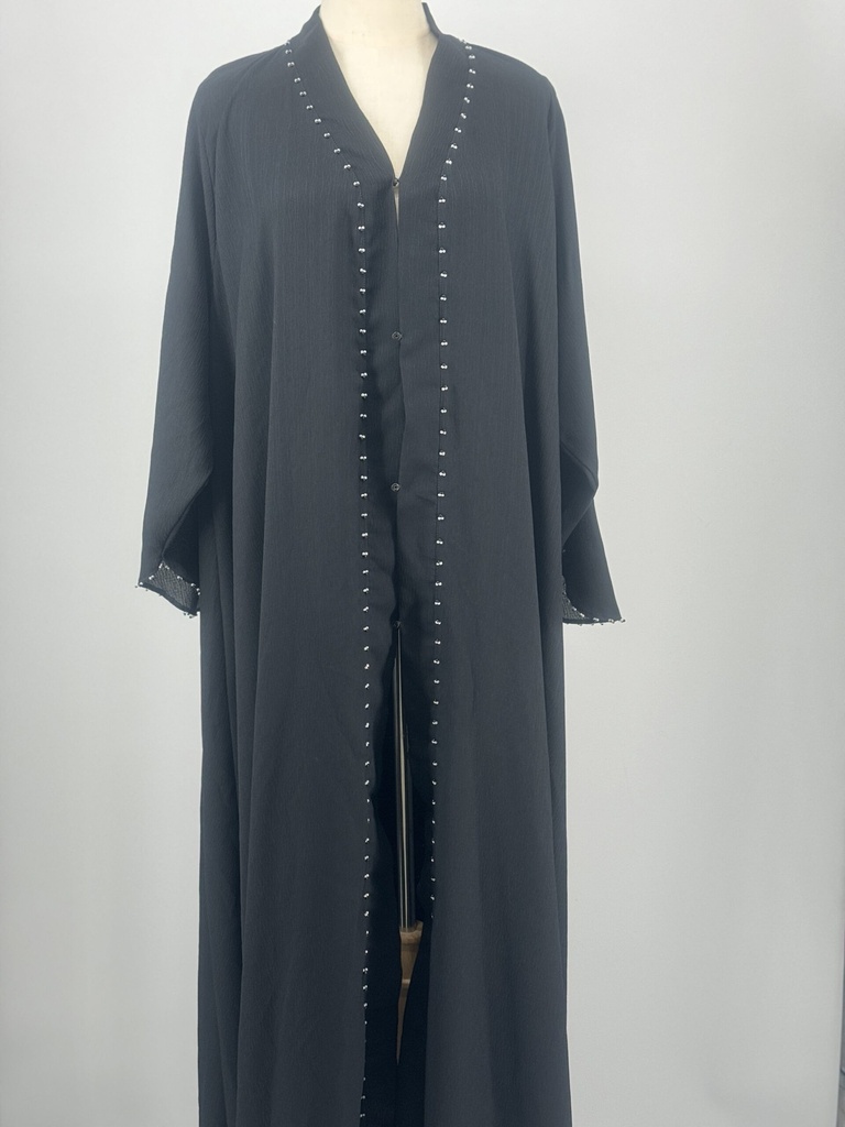 Checked back black abaya