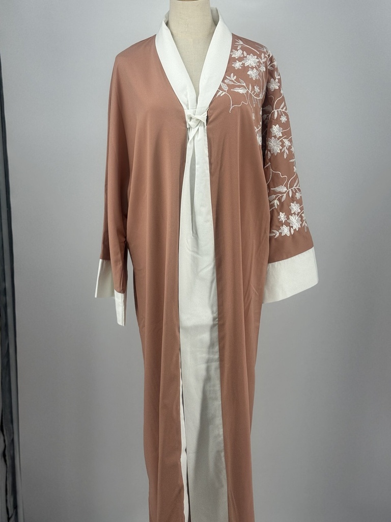 Peach embroidery Abaya