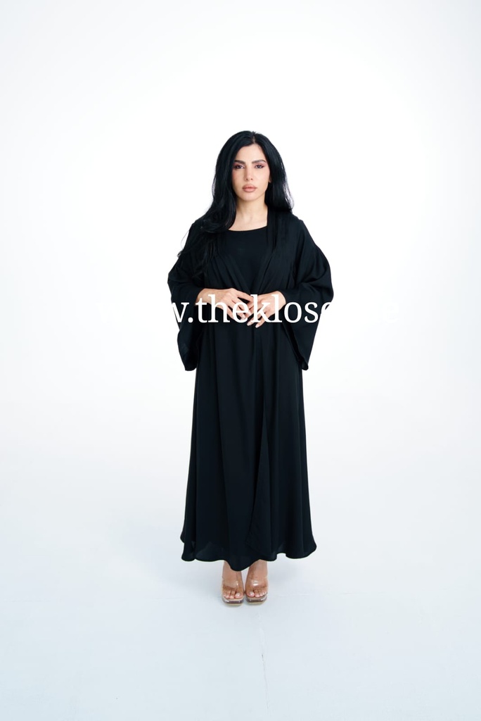 Creased Soft Plain black Abaya
